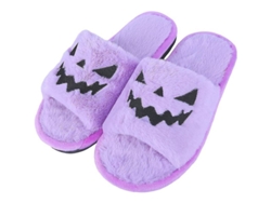 2026-zapatillas De Halloween Calabaza Mujer Diseño Abierto Pelo Suave Pantuflas Casa Niñas Damas