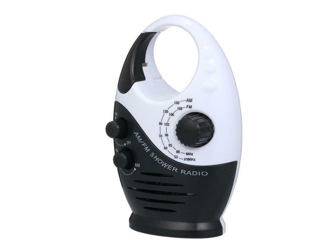 Mini radio AM/FM YIZHOOD impermeable con altavoz portátil (negro/blanco)