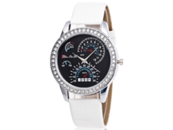 Reloj Analógico De Cuarzo Blanco Para Mujer Zhoulianfa Con Diamantes De Imitación Y Correa De Piel Sintética.