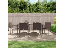 Sillas de jardín con cojines (6 unidades) | Silla de exterior de 56x59x84 cm con patas de mimbre marrón