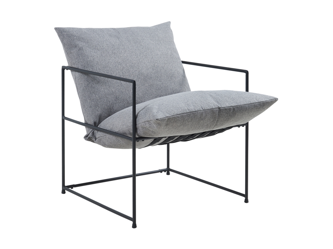 Sillón Utsjoki con cojín lavable 90x61x70cm Negro/Gris Oscuro [EN.CASA]