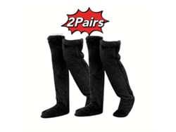 2 Pares De Calcetines Por Encima De La Rodilla, Calcetines Altos Cálidos De Invierno, Calentadores De Piernas Cálidos (negros) Cuich