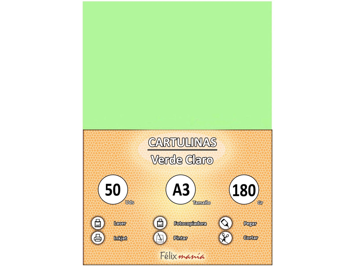 Cardboard 180Gr A3 Lámparas De Color Verde Claro 50