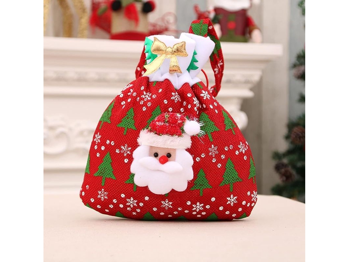 Bolsa De Regalo Navideña De Terciopelo Dorado, Mochila De Papá Noel Para Dulces, Reciclable.