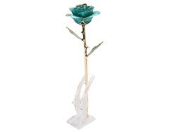 Rosa artificial de oro de 24k con base azul cielo - Regalo