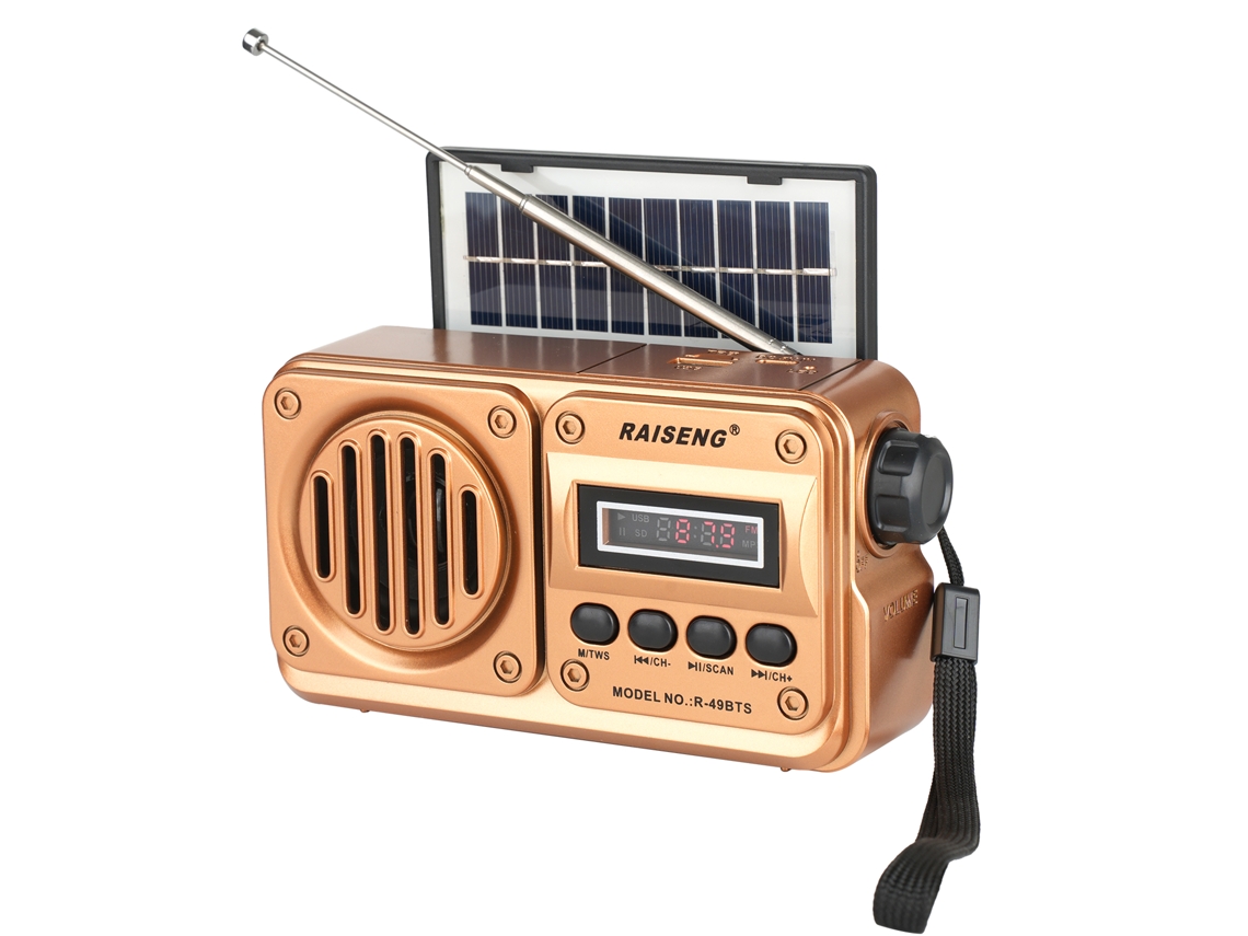 Altavoz Bluetooth portátil Viewleaf con reproducción de MP3, radio FM, carga solar y radio de emergencia de banda completa de alta sensibilidad.