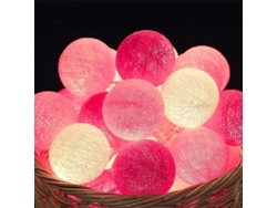 Guirnalda de luces de algodón con 20 LED, 3 m, para fiestas de Navidad, dormitorios, decoración, regalo rosa