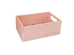 Caja De Almacenamiento Plegable De Plástico Apilable Rosa Claro Para Escritorio, Organizador De Materiales