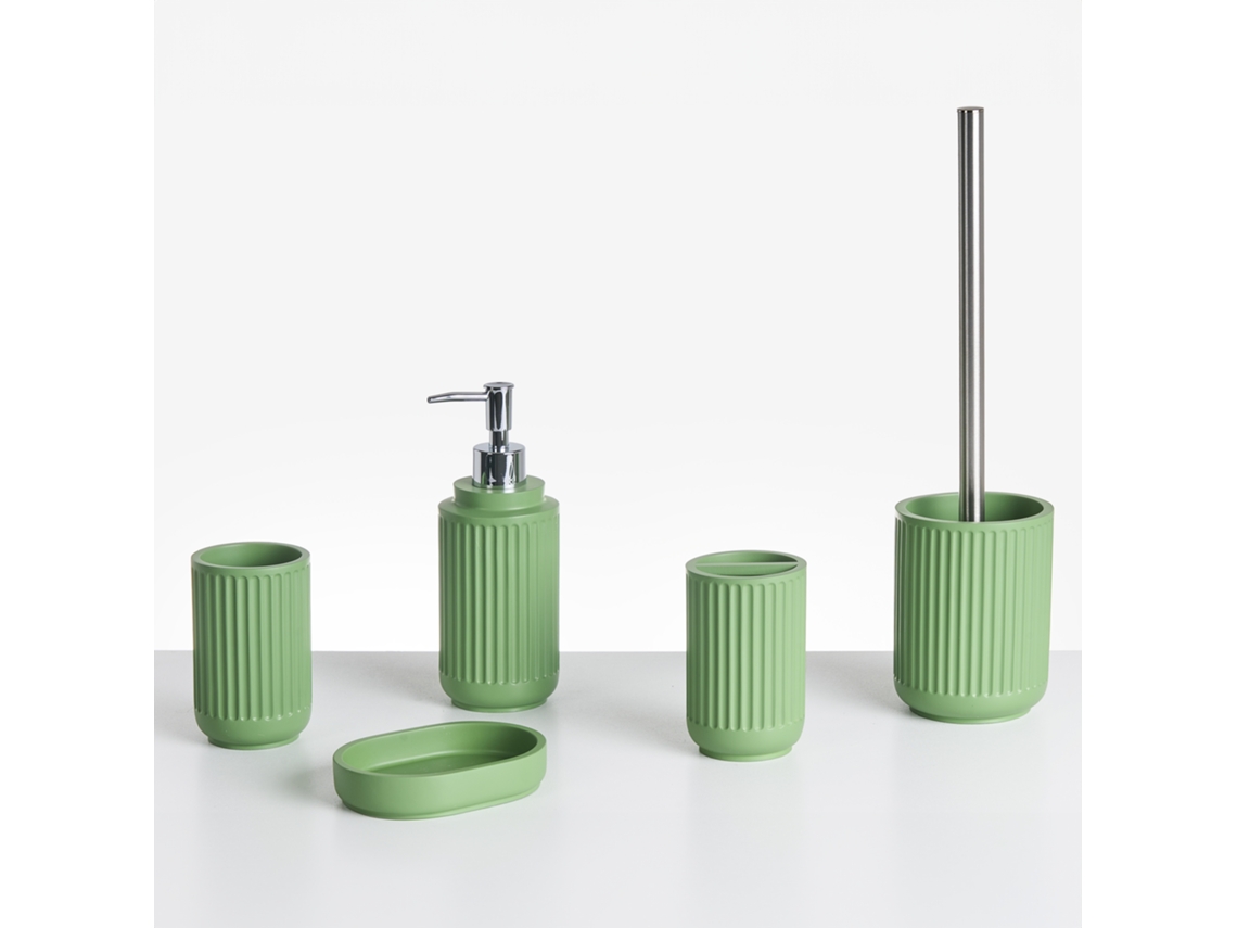 Juego de accesorios de baño Beliani Huarmey en poliresina verde