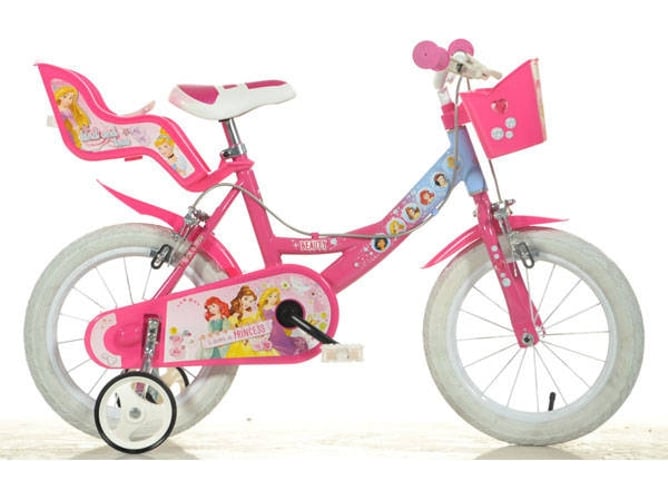 Dino Bikes Princess 12 niñas completo metal rosa color blanco bicicletta hacia un lado 305 cm cadena