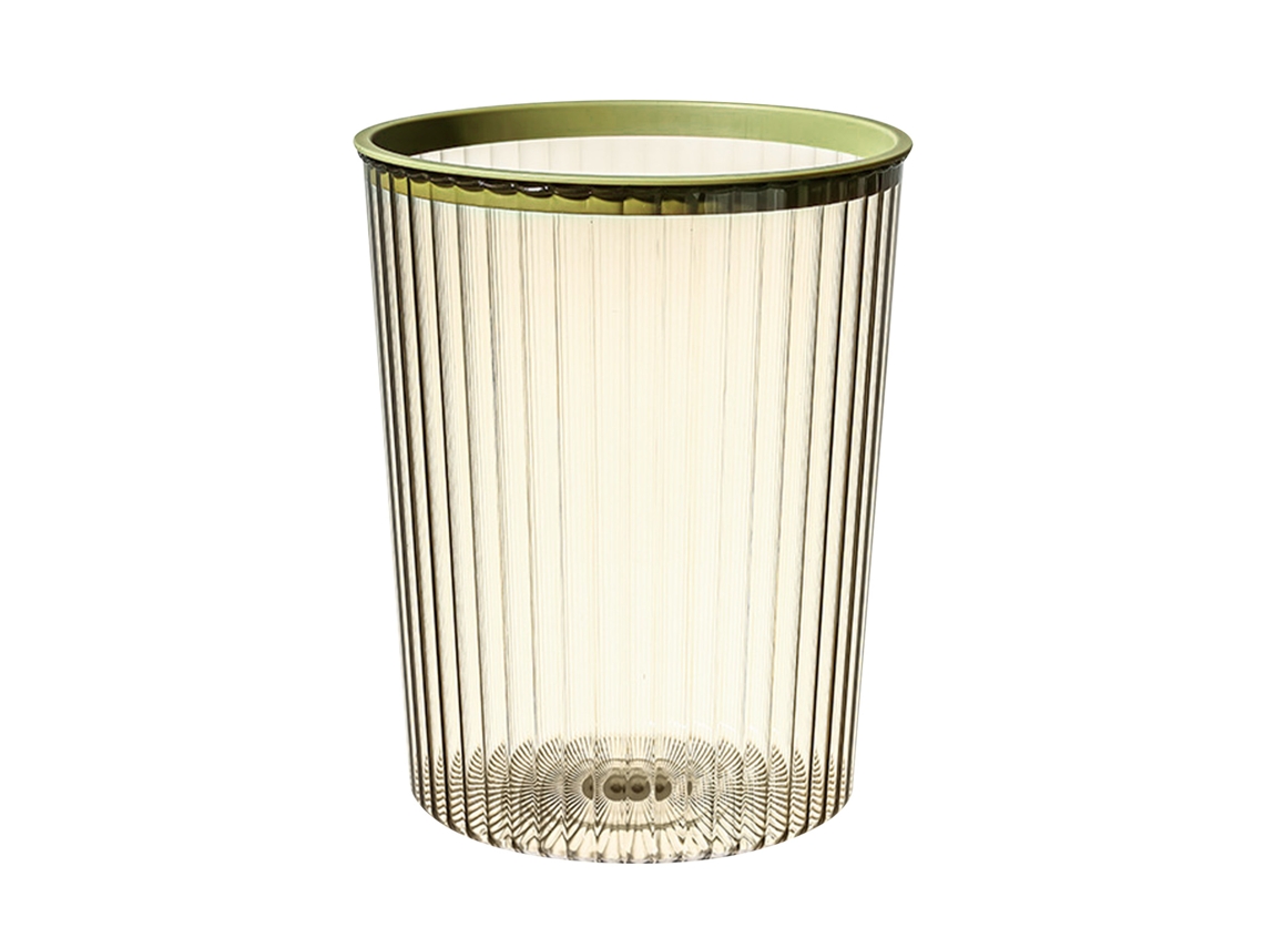 Cubo de basura transparente con aro superior, tapa fácil de instalar, gran capacidad, para uso doméstico, color verde