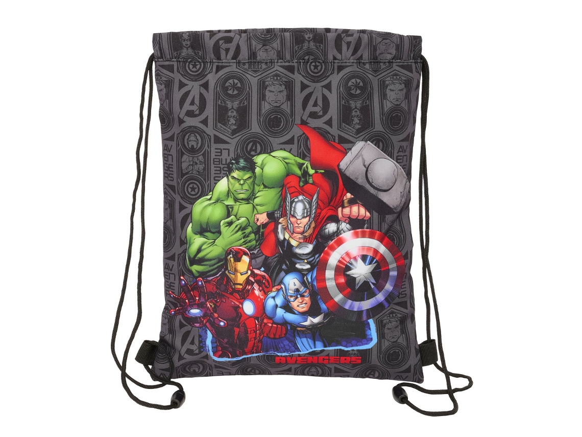 Mochila con cordón negra de Los Vengadores Vendetta de 26 x 34 x 1 cm