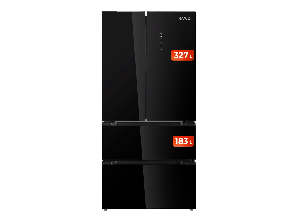 Evvo Frigorífico Francés F80b Glass, Inverter, Puerta De Cristal, Total No Frost, 327l + 183l