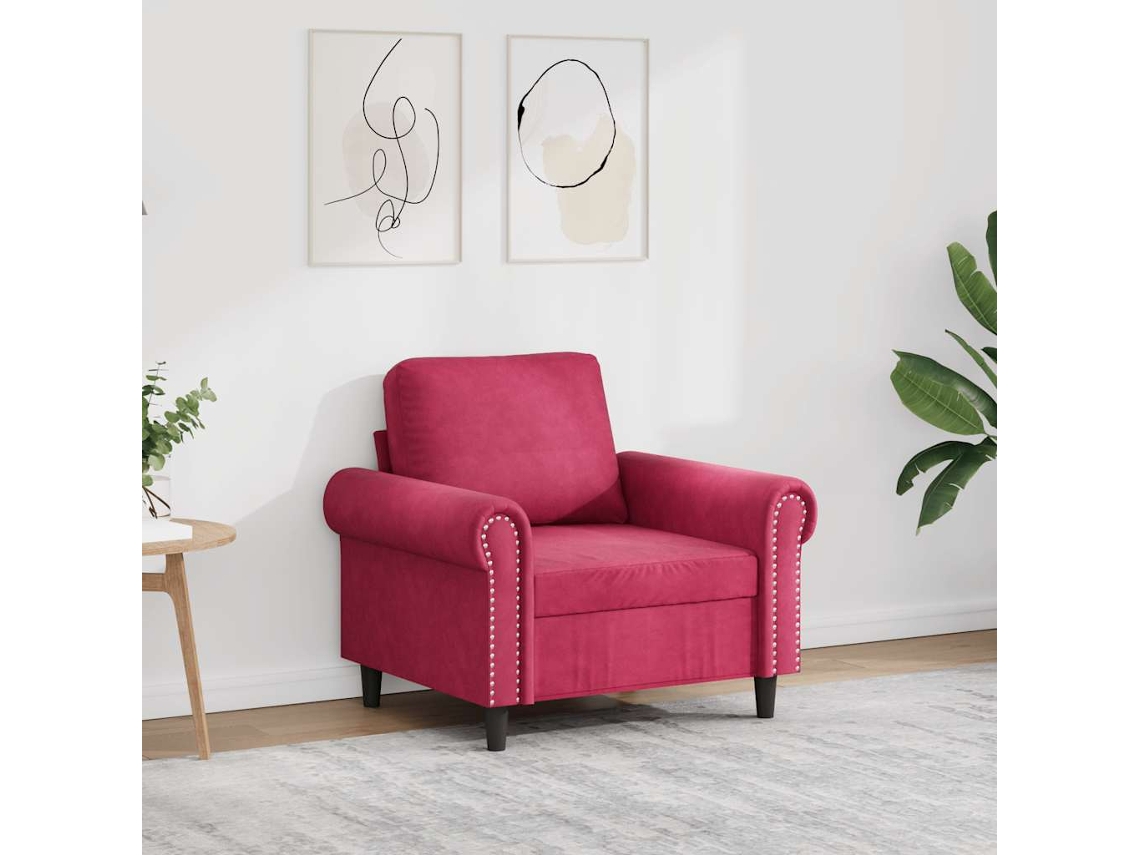 Sillón De Relax | Silla De Relajación | Sillón De Terciopelo Rojo Tinto 60 Cm