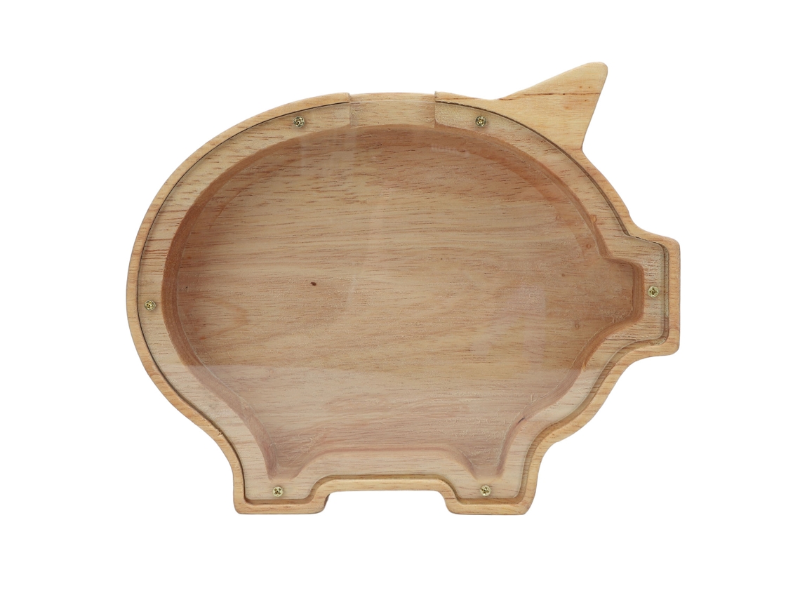 Hucha De Madera Con Diseño De Animalito De Dibujos Animados Para Niños, Niñas Y Adultos: Cerdo.
