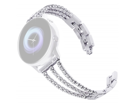 Correa de metal cadenas pedrería decoración 22mm para Samsung Galaxy Watch3 45mm/Gear S3 Frontier/Gear S3 Classic/Huawei Watch GT3 Pro 3 - plata