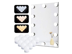 Espejo De Maquillaje Led Newway Hollywood Con Lámpara, 52x42cm, 12 Bombillas.