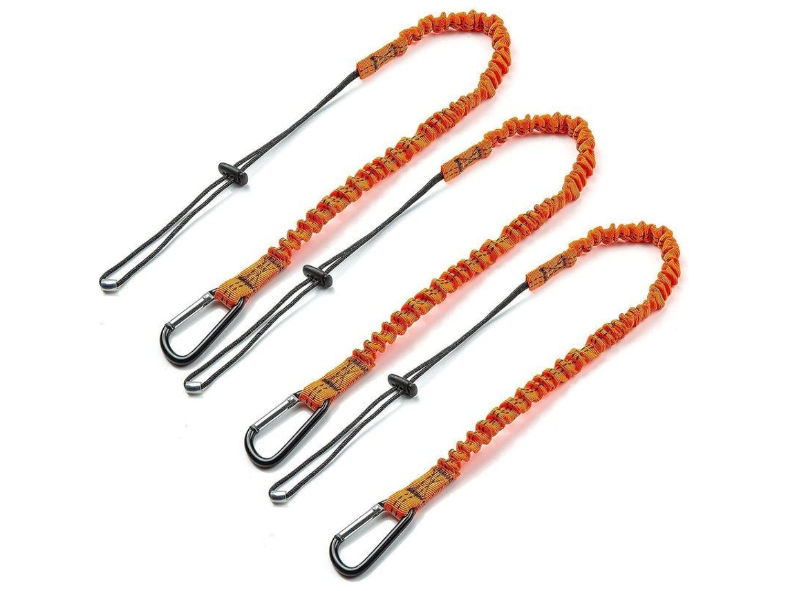 Cuerda Segura Retráctil 3 Piezas Con Mosquetón Y Bucle Ajustable Para Herramientas Protección Caídas 15lbs Naranja