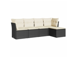 Maison Exclusive - Set De Muebles De Jardín 5 Pzas Y Cojines Ratán Sintético Negro