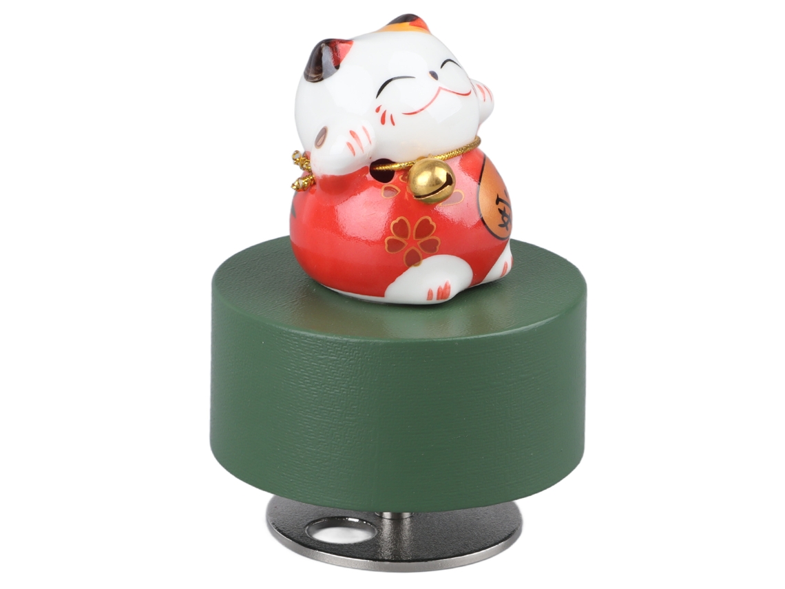 Caja de música redonda con forma de gato de la suerte y una melodía agradable para niños.