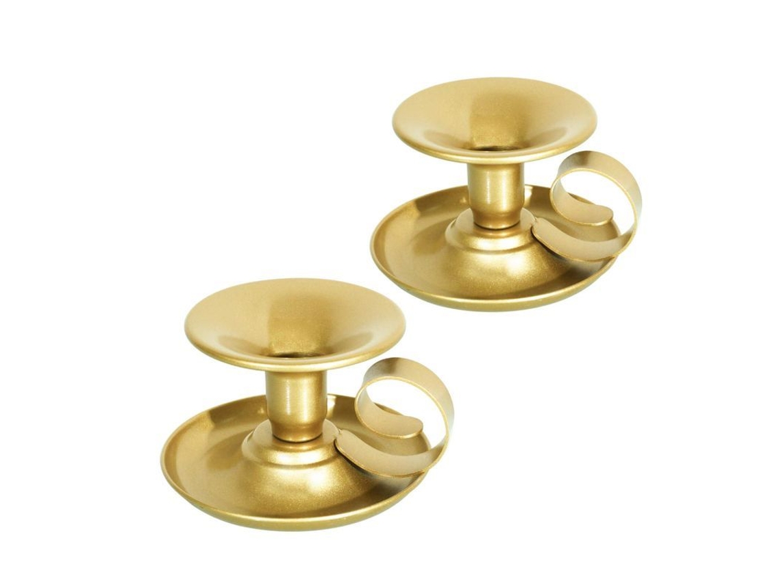 2026-porta Velas De Metal Dorado, 2 Unidades, Diseño Simple Para Velas De Taper, Mesa De Cena