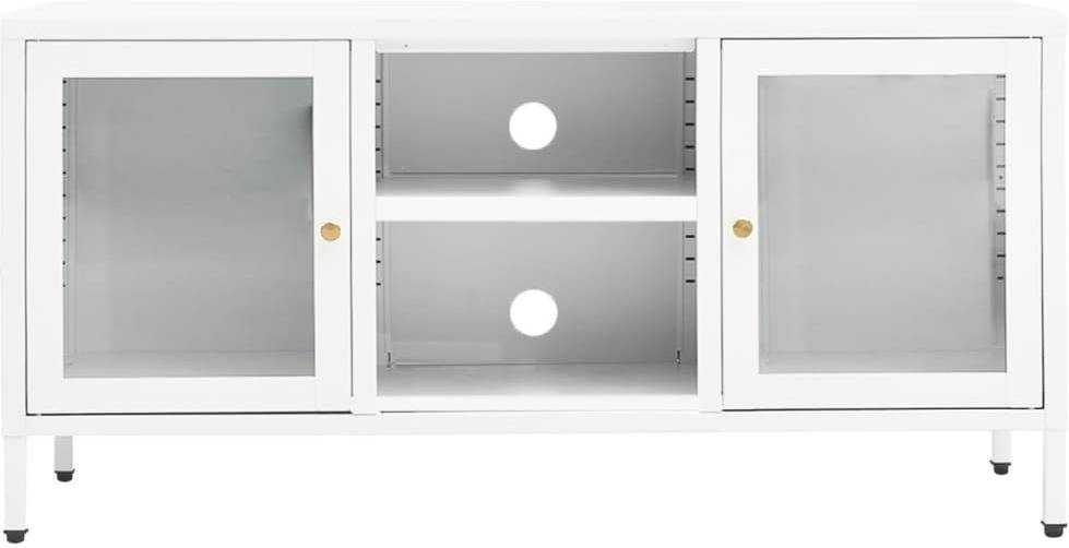 Mueble Para El televisor acero y vidrio blanco 105x35x52 cm vidaxl de