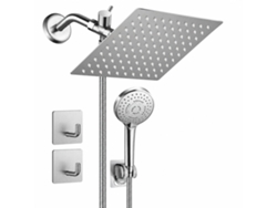 Ducha Polski De Acero Inoxidable Plateado 28 Cm Con Manguera 1,5 M, Soporte De Pared Y Desviador Para Baño