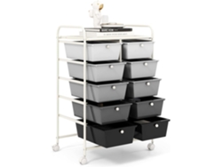Carrito Auxiliar con Ruedas, Carrito Organizador con Ruedas Bloqueables de Metal para Cocina Oficina, Baño, 37 x 65.5 x 87 cm, Negro + Blanco COSTWAY