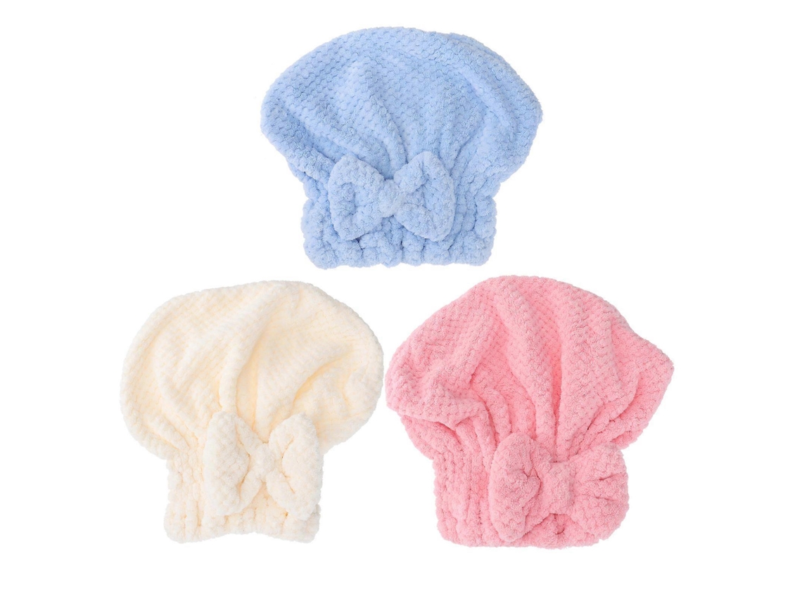 Toalla para el cabello con lazo, juego de 6 piezas, absorbente, forro polar coral para secar. Rosewell
