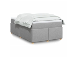 Cama Box Spring Con Colchón Tela Gris Claro 120x200 Cm