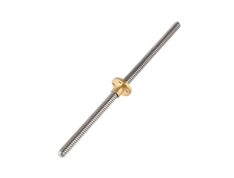 Varilla de tornillo trapezoidal de acero inoxidable T8 de 8 mm con varilla de tornillo de tuerca de latón para impresora 3D. (300 mm)