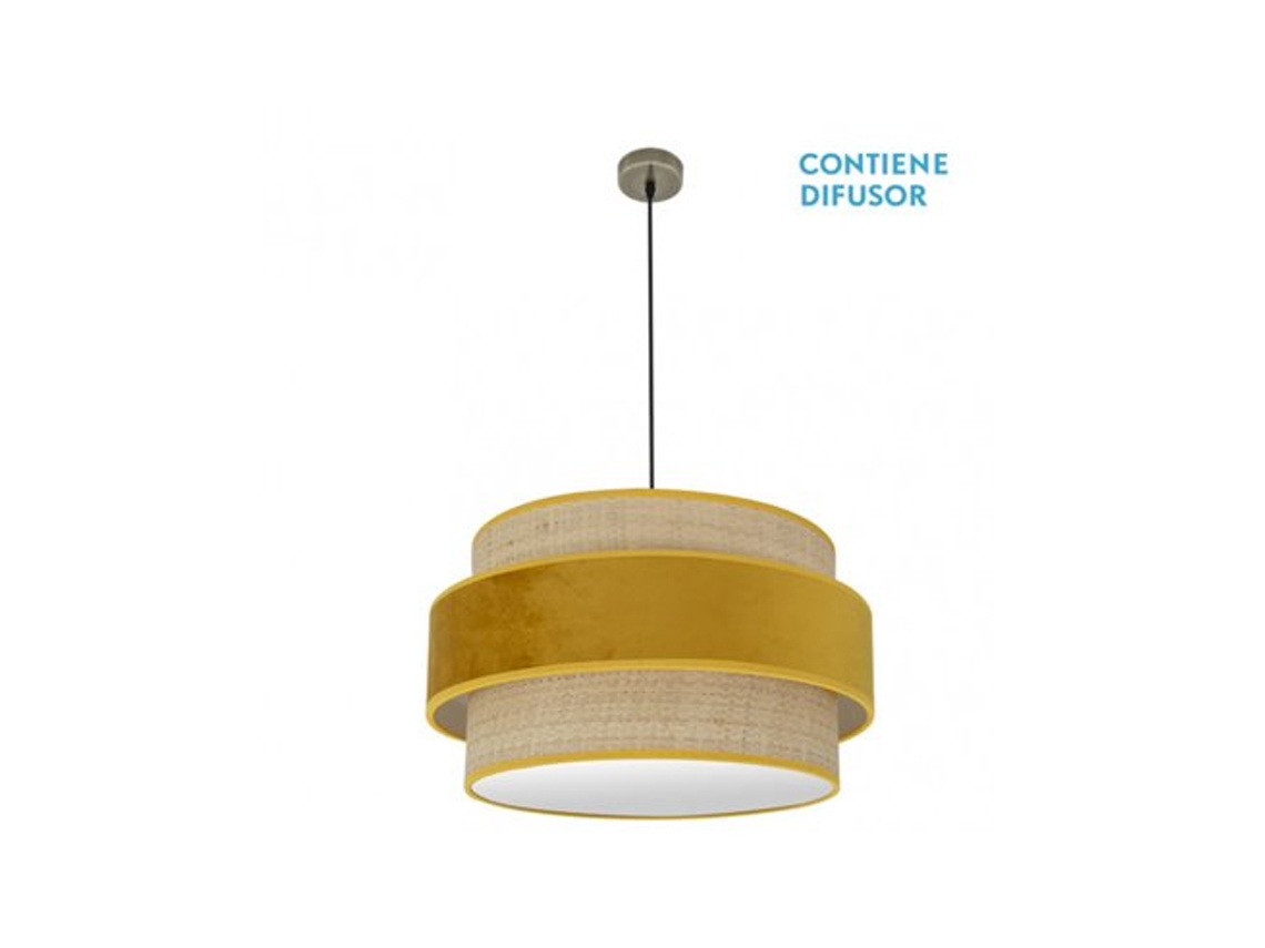Colgante Reyes 3xe27 Cuero/Gema Natural Regx60x60 Cm Fabrilamp