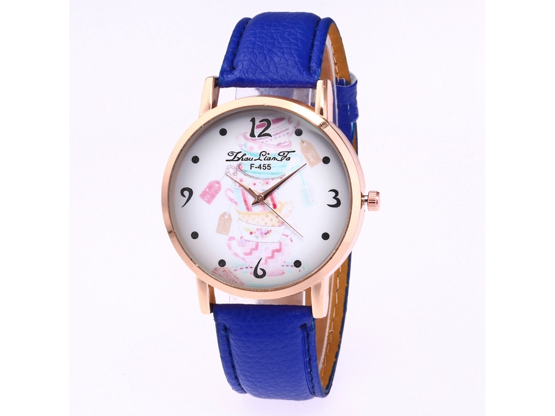 Reloj De Pulsera De Cuarzo Sencillo, Elegante E Informal Con Correa De Piel Sintética Azul Marino.