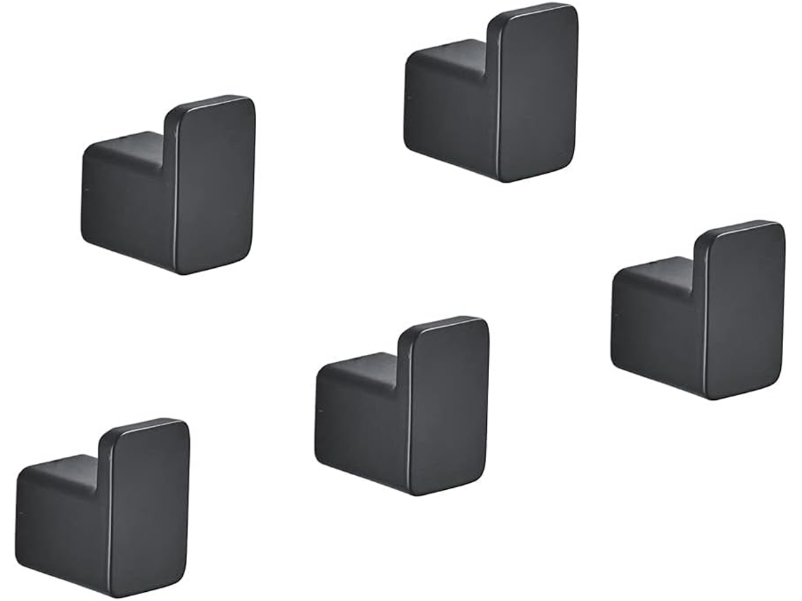Puerta De Aluminio Con 5 Ganchos Negros Para Albornoces Y Toallas De Baño.