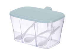 Caja Transparente Para Especias Con 3 Compartimentos, Tapa Y Cucharas Para La Cocina.