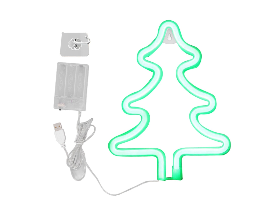 Letrero De Neón Navideño Con Forma Árbol Navidad, Luz Usb Decorativa Para Escritorio O Pared.