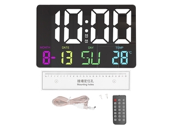 Reloj de pared digital 2026 con control remoto RGB, brillo ajustable, calendario, temperatura y alarma, LED negro grande, 5V CC.
