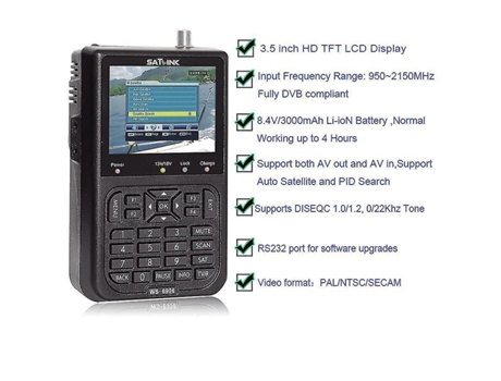 3.5 Inch Lcd Satlink Ws 6906 Finder Dvb-s Digital Satellite Meter Finder Dvb S Digital Satellite Met