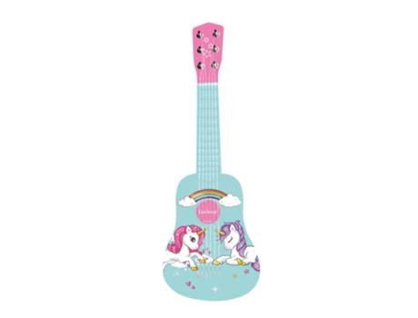 LEXIBOOK Mi primera guitarra de madera Unicornio, 6 cuerdas, 53 cm, guía incluida