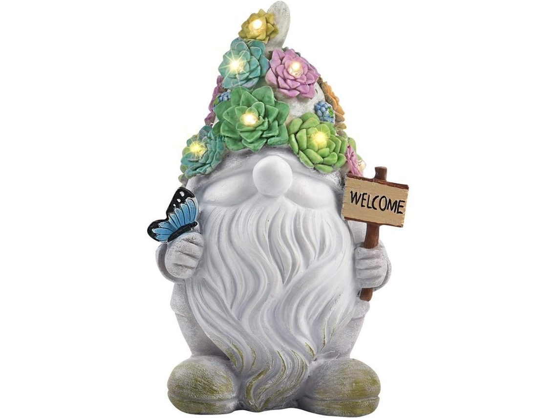 Estatuas De Gnomos De Jardín Con Luces Solares, 10 Led Blancos Cálidos, Artículo Decorativo Para Exteriores.