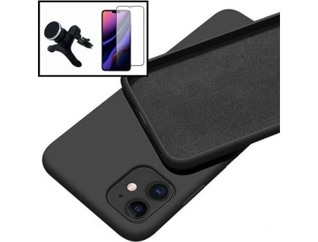 Carcasa + Protector + Soporte iphone 13 Pro Max PHONECARE Silicona Líquida Negro 86618