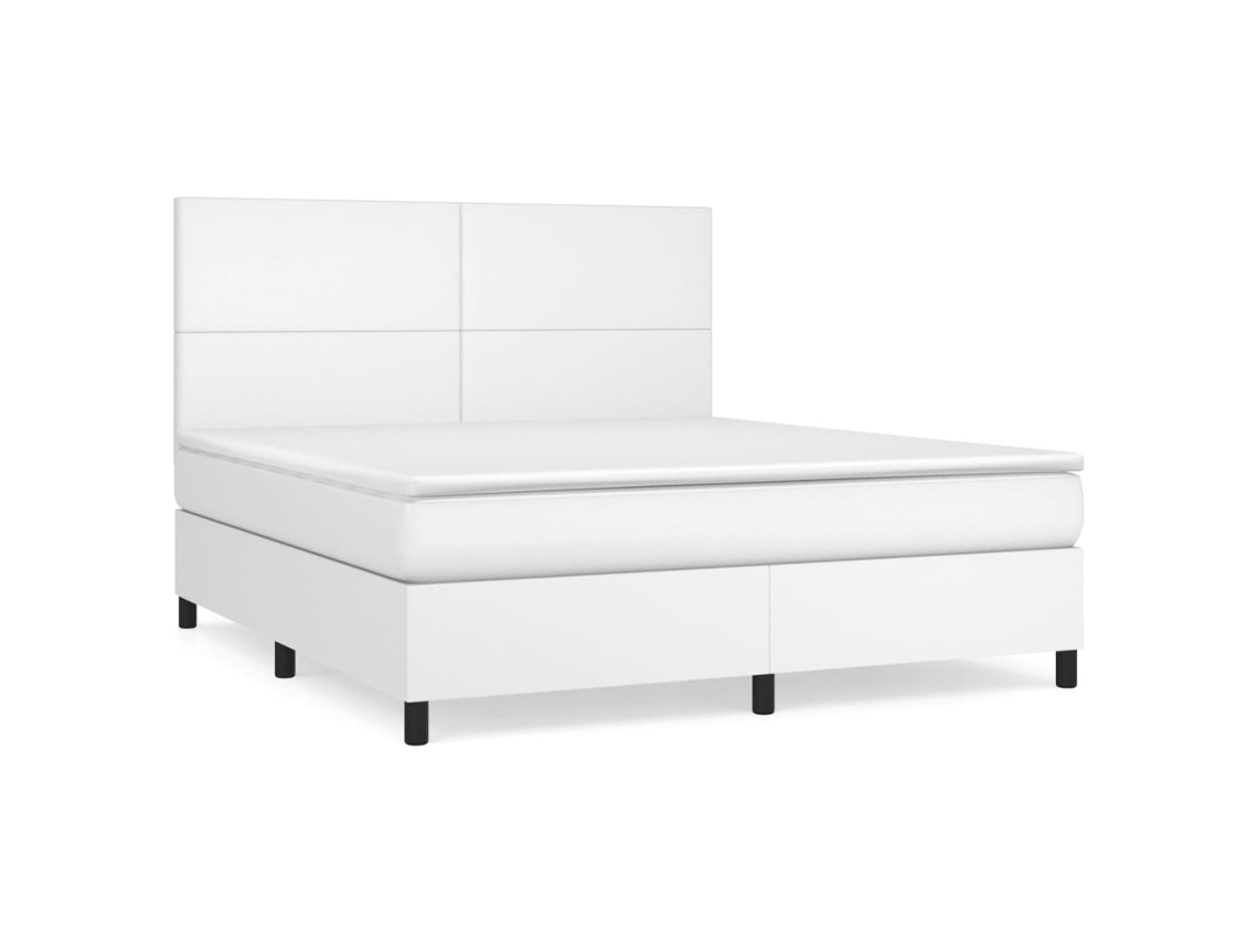 Maison Exclusive - Cama Box Spring Con Colchón Cuero Sintético Blanco 160x200 Cm