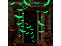 16 pegatinas luminosas de murciélagos de Halloween para pared y ventana, 16 piezas de decoración luminosa Viewleaf