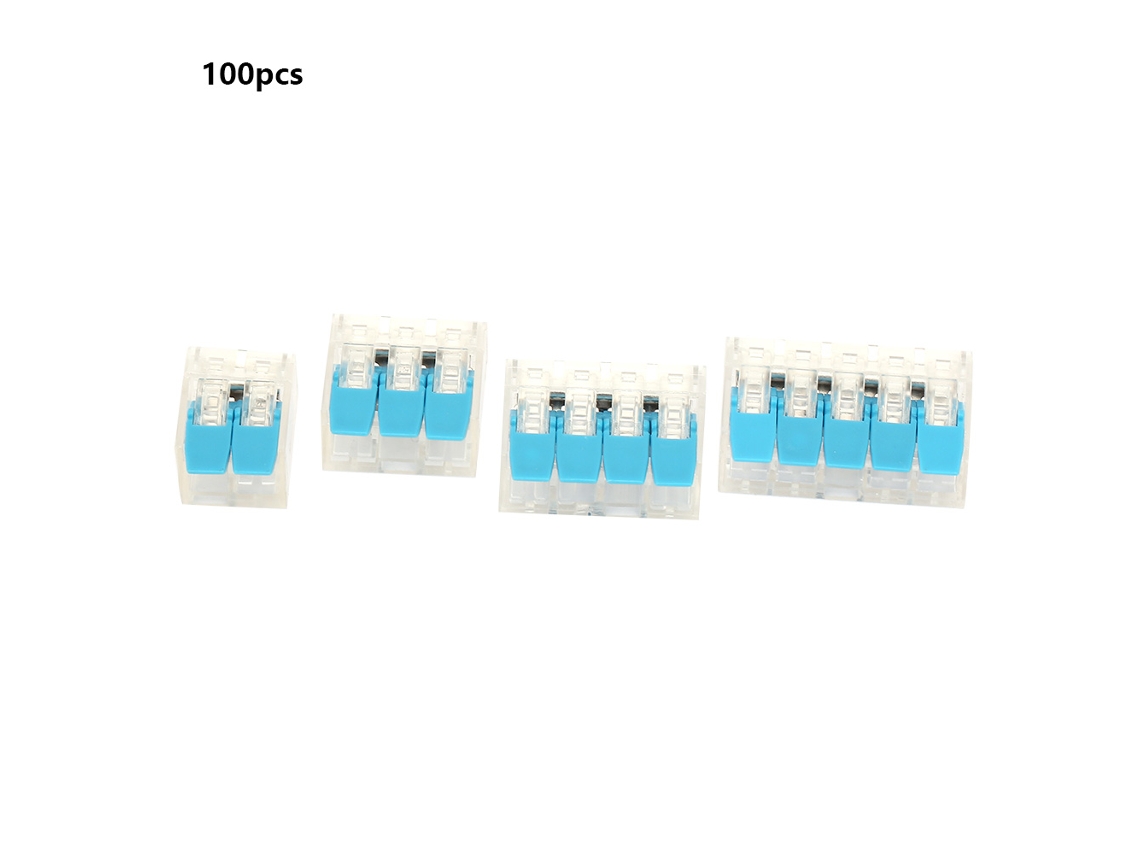 2026velora-100 Piezas Conectores rápidos para cables Pct412/413/414/415 Bloque de terminales (azul)