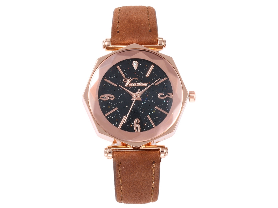 Reloj De Pulsera De Cuarzo Para Mujer Con Elegante Correa De Pu Marrón.