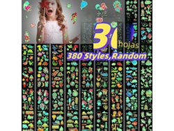 380 pegatinas temporales de tatuajes no oscuros para niños con varios diseños (30 pegatinas de cada uno) (no disponible)