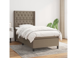 Cama Box Spring Con Colchón Tela Gris Taupe 80x200 Cm