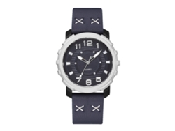 Reloj De Pulsera Casual De Cuarzo Para Hombre Con Correa De Cuero Sintético Y Esfera Redonda Azul.