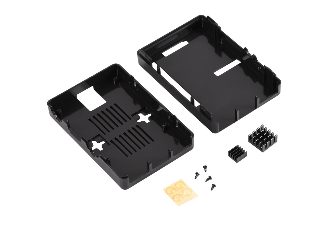 Caja De Enclosure Abs Para Rpi 3 B/2b/2b+ Con 2 Piezas De Disipador De Calor Negro
