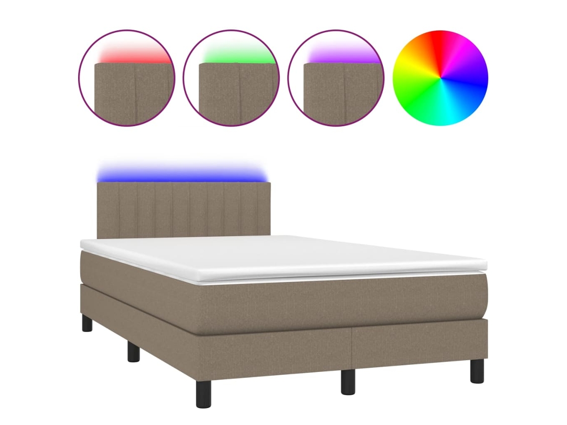 Maison Exclusive - Cama Box Spring Con Colchón Y Led Tela Gris Taupe 120x200 Cm
